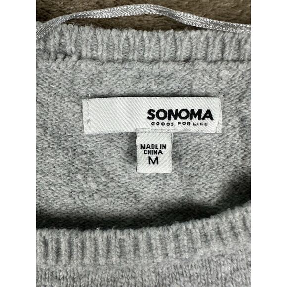 Sonoma Gray Crew Neck Sweater with Floral Design - Picture 3 of 9